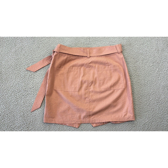 Madewell Portside Faux Wrap Skirt Womens Size 10 Blush Pink Raw Silk Mini - Picture 8 of 10